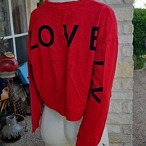 Ginger Brand Red Cropped Sweatshirt with Patch Nothing Really Matters SO LOVELY